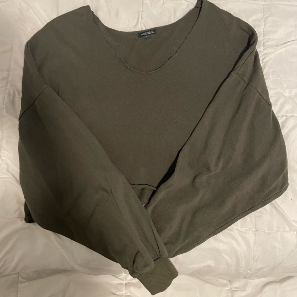 off the shoulder green sweater